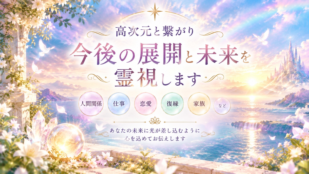 今後の展開と未来を霊視で視ます 人間関係、仕事、恋愛、復縁、家族 イメージ1