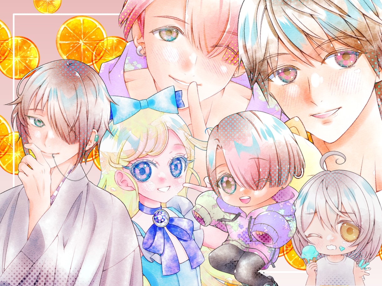 お顔をアピール✧キラキラふんわりなイラスト描きます かわいい＆かっこいい✧等身✧SDデフォルメちびキャラ イメージ1