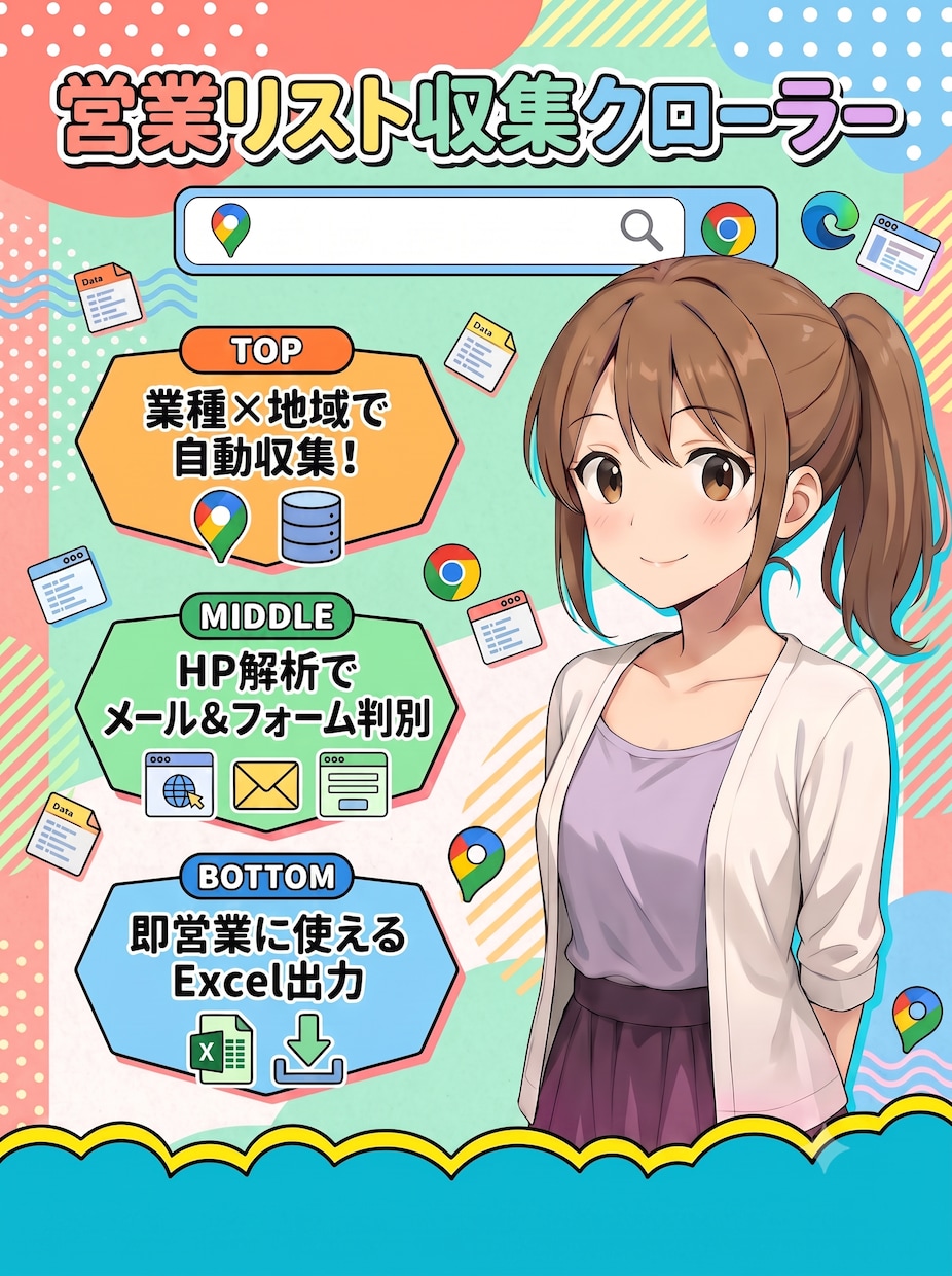 営業リスト作成支援ツール提供します 地域・業種を指定して営業先候補を出力できるツールです イメージ1