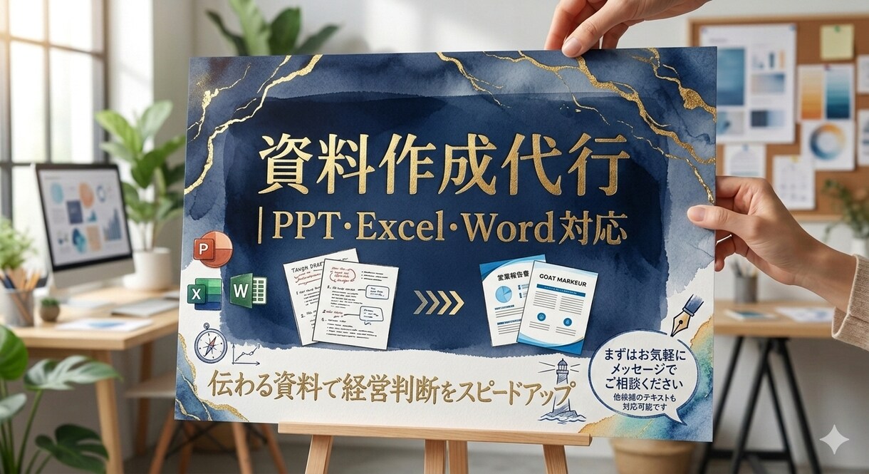 資料作成代行PPT・Excel・Word対応します 伝わる資料で経営判断をスピードアップさせます イメージ1