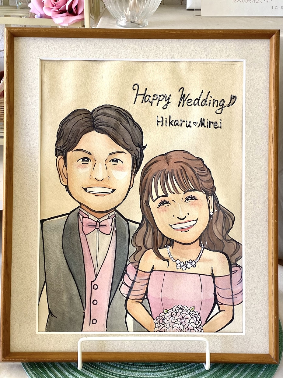 大きめサイズに唯一無二の優しい似顔絵を描きます 記念日やウェルカムボードに使える大きさで可愛くお描きします！ イメージ2