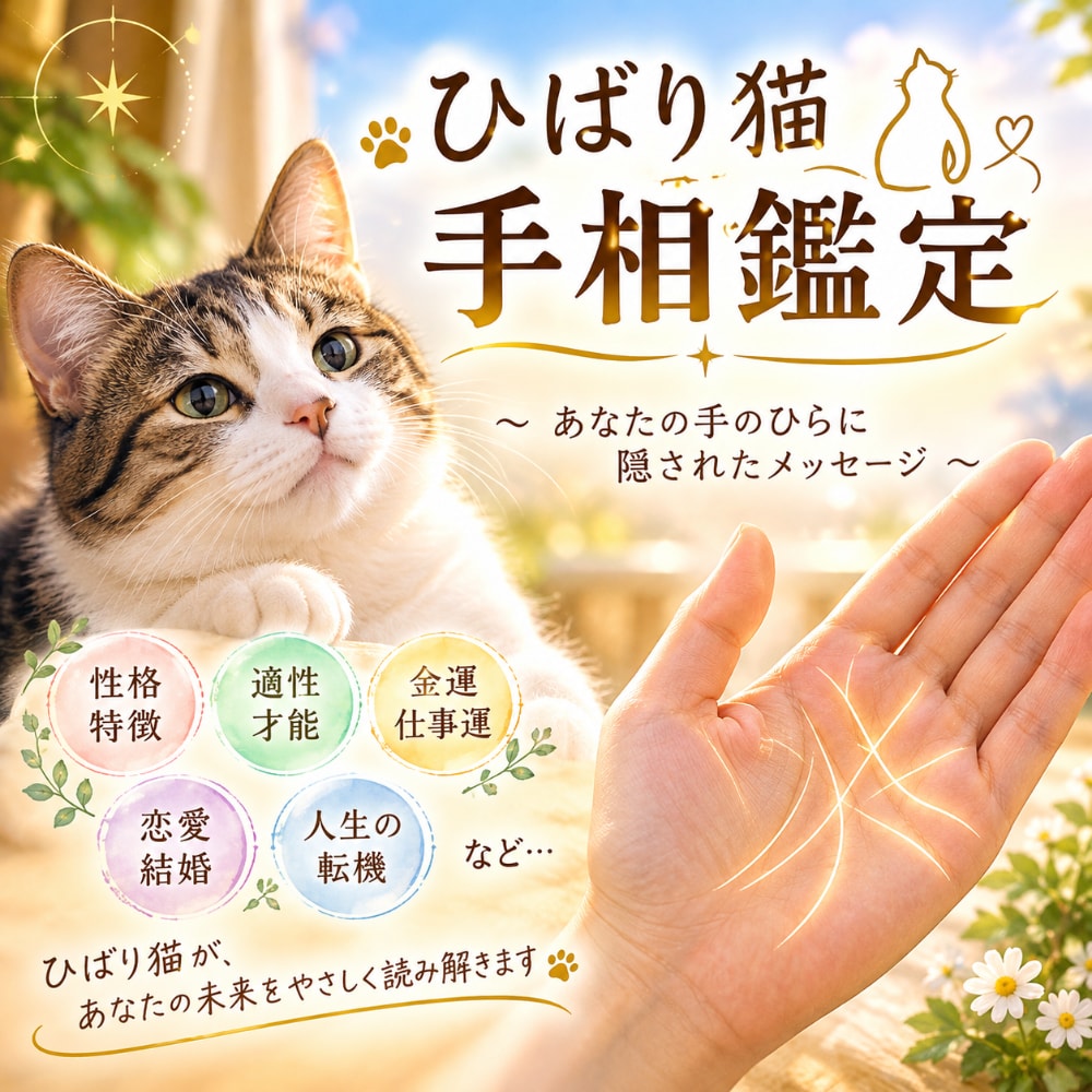 ひばり猫の手相鑑定｜人生・性格・金運を読み解きます あなたの手相から本質と人生の流れを丁重に読み解きます イメージ1