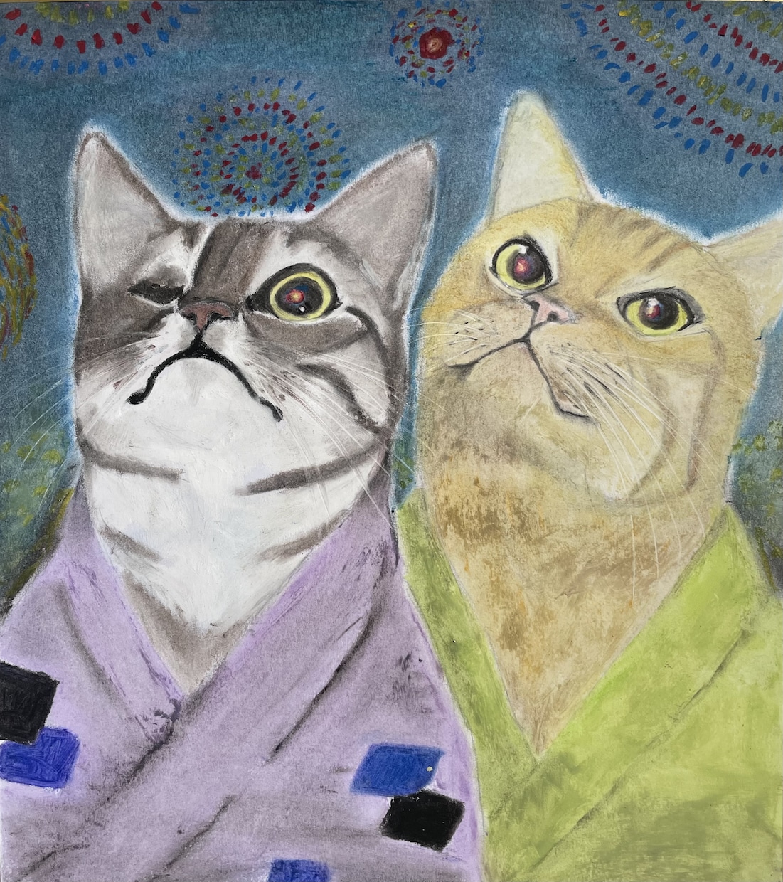クレパスを使って猫の絵を描かせていただきます クレパスにしか出せない温かな絵でペットの絵を残してみませんか イメージ2