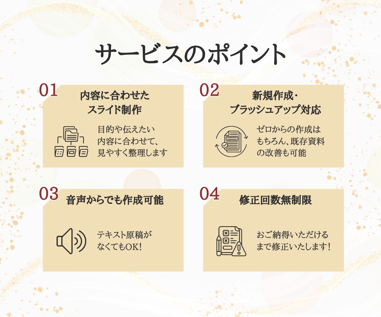 先着3名様限定｜1枚500円〜でスライド制作します 見やすく、伝わりやすい資料に整理します。 イメージ3