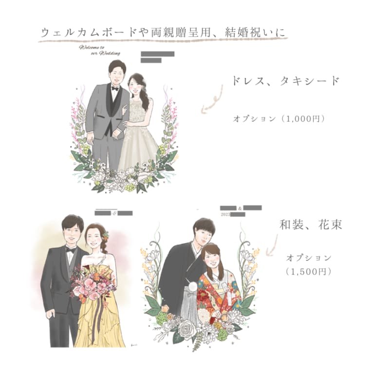 大人数も◎お洒落でほっこりする似顔絵をお描きします 長寿祝いやウエディングに。バラバラの写真でもOK！ イメージ7