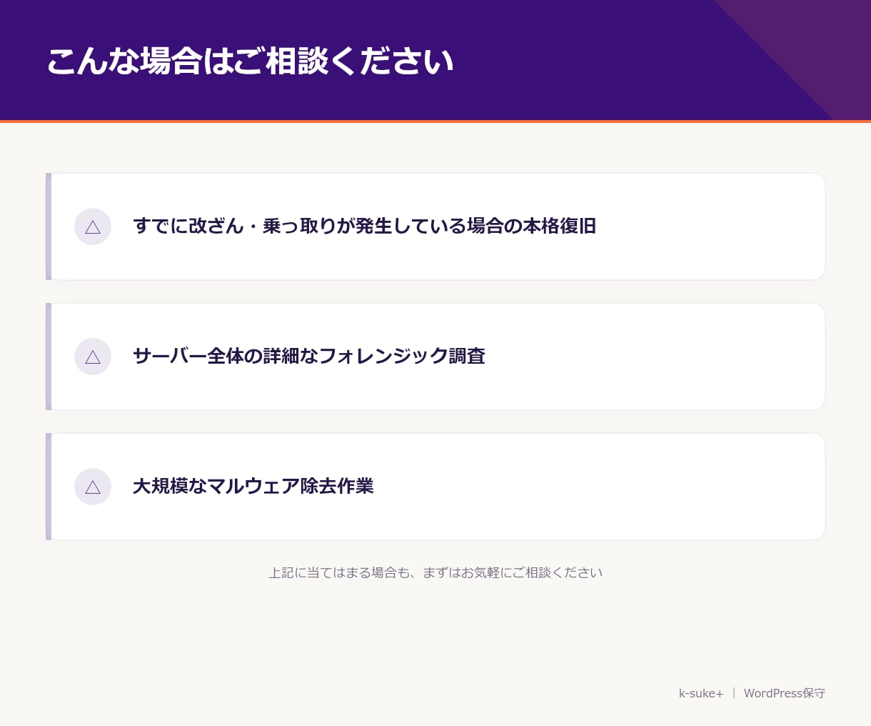 WordPressの不正アクセス・脆弱性調査します 乗っ取り・改ざんの恐怖から解放！初心者も安心の徹底ガード設定 イメージ4