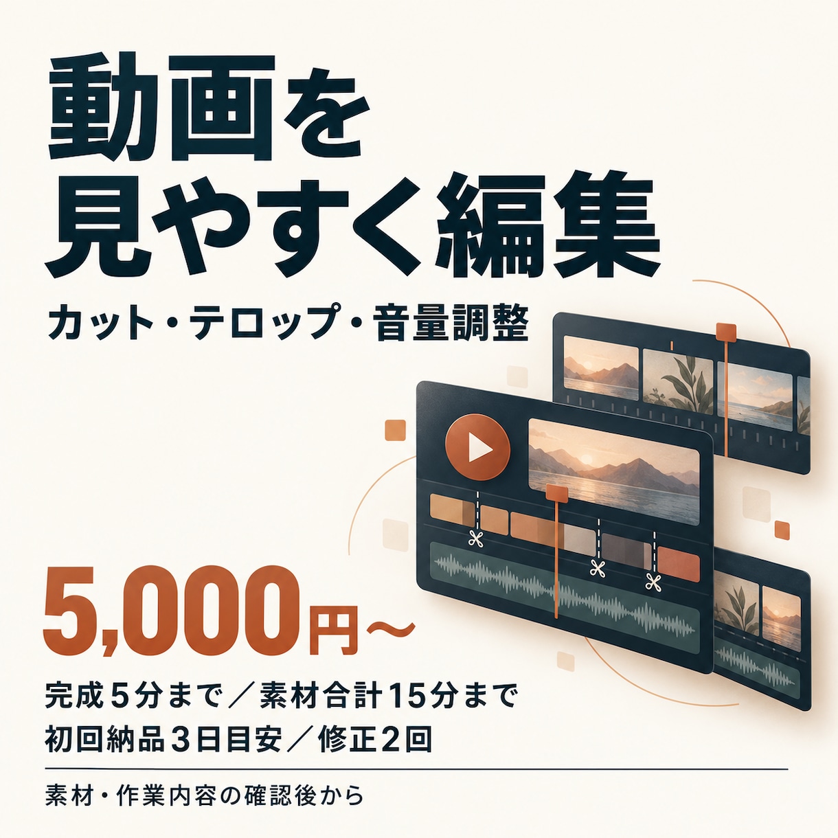伝わる動画にカット・テロップ編集します 素材を整理し、見やすい一本に仕上げます イメージ1