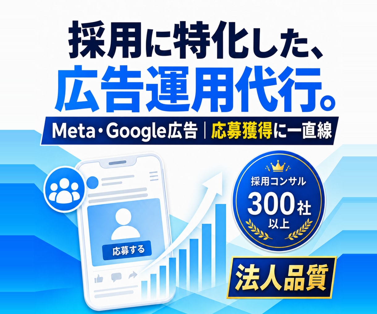 採用に特化した広告運用を代行しますます Meta・Google広告｜初期設定から改善まで イメージ1