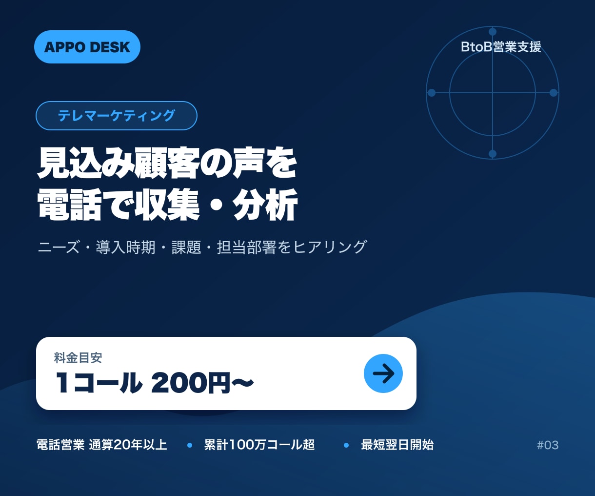 BtoBテレマーケティングを100コール行います ニーズ・課題・導入時期・担当部署を電話で調査 イメージ2