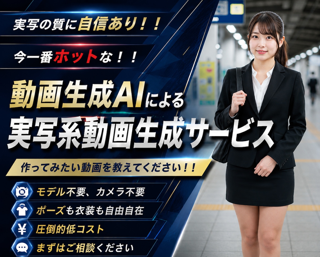 動画生成AIで高品質な実写系動画を制作します 低コストでSNSや広告に最適な実写系動画をご提供！！ イメージ1