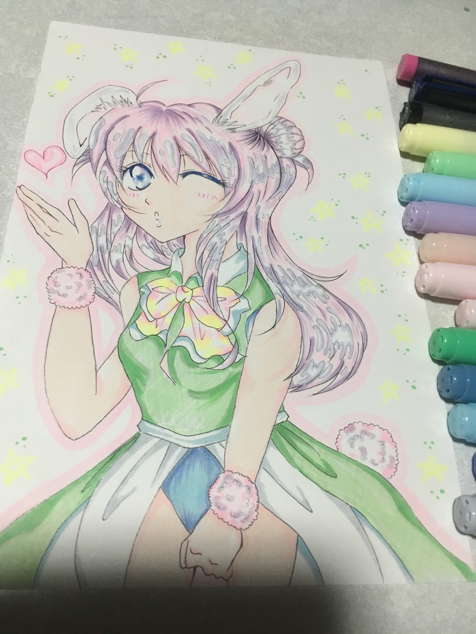 可愛いアナログイラストを描きます 幸せになる 女の子、男の子服のデザイン等デジタルイラスト等 イメージ2