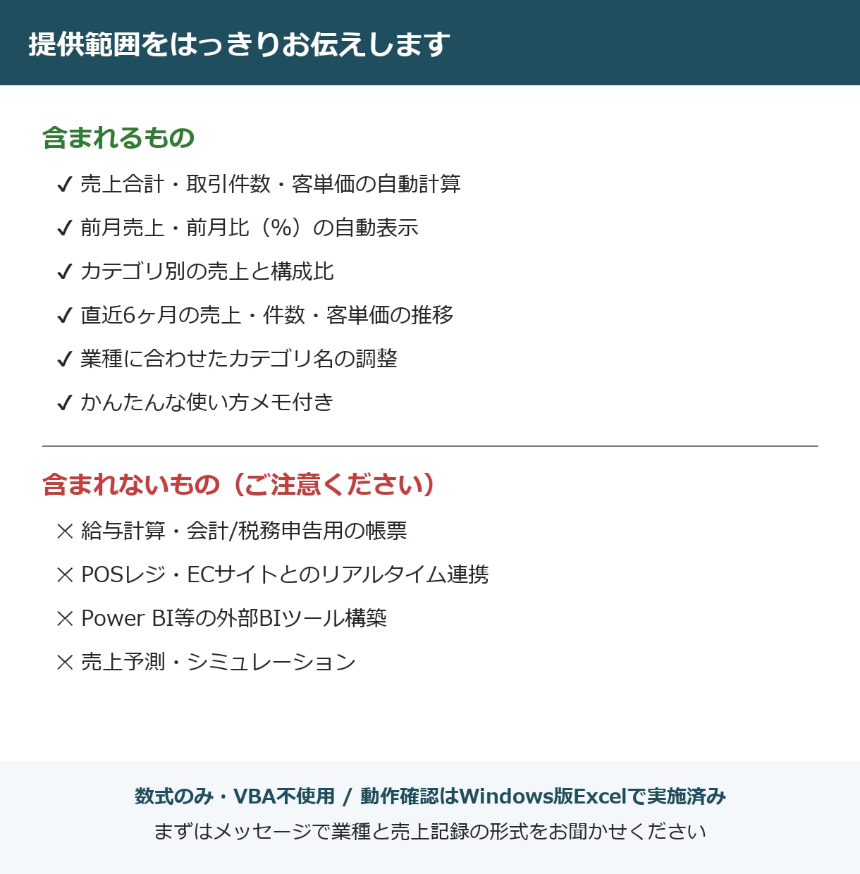 売上データを経営判断できるダッシュボードにします 売上・客単価・前月比が1画面でわかるExcelを作ります イメージ3
