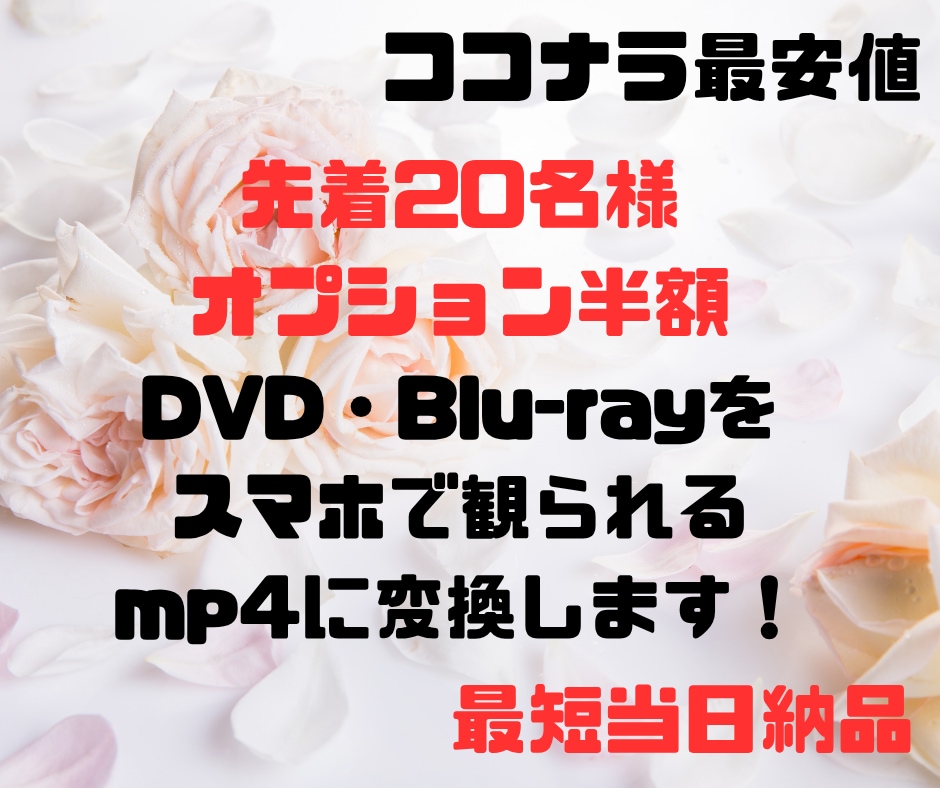 女性が対応★結婚式等のブルーレイをスマホで観れます 先着20名までオプション半額、大切な思い出をいつでも手元に イメージ1