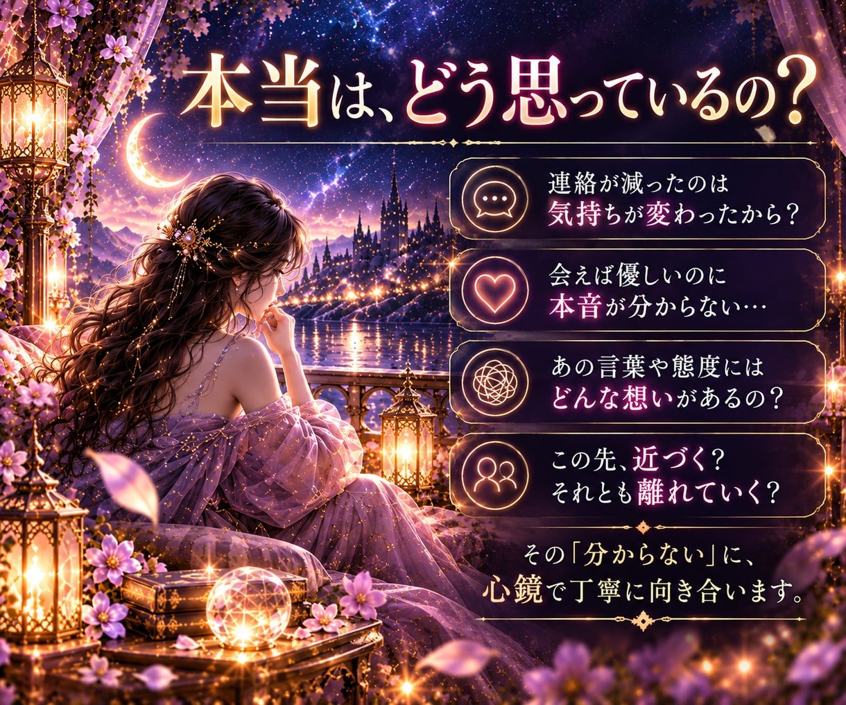 相手の気持ち｜言葉にしない本音まで視ます 近づく時も、離れる時も。言葉や態度の奥にある想いを視ます イメージ2