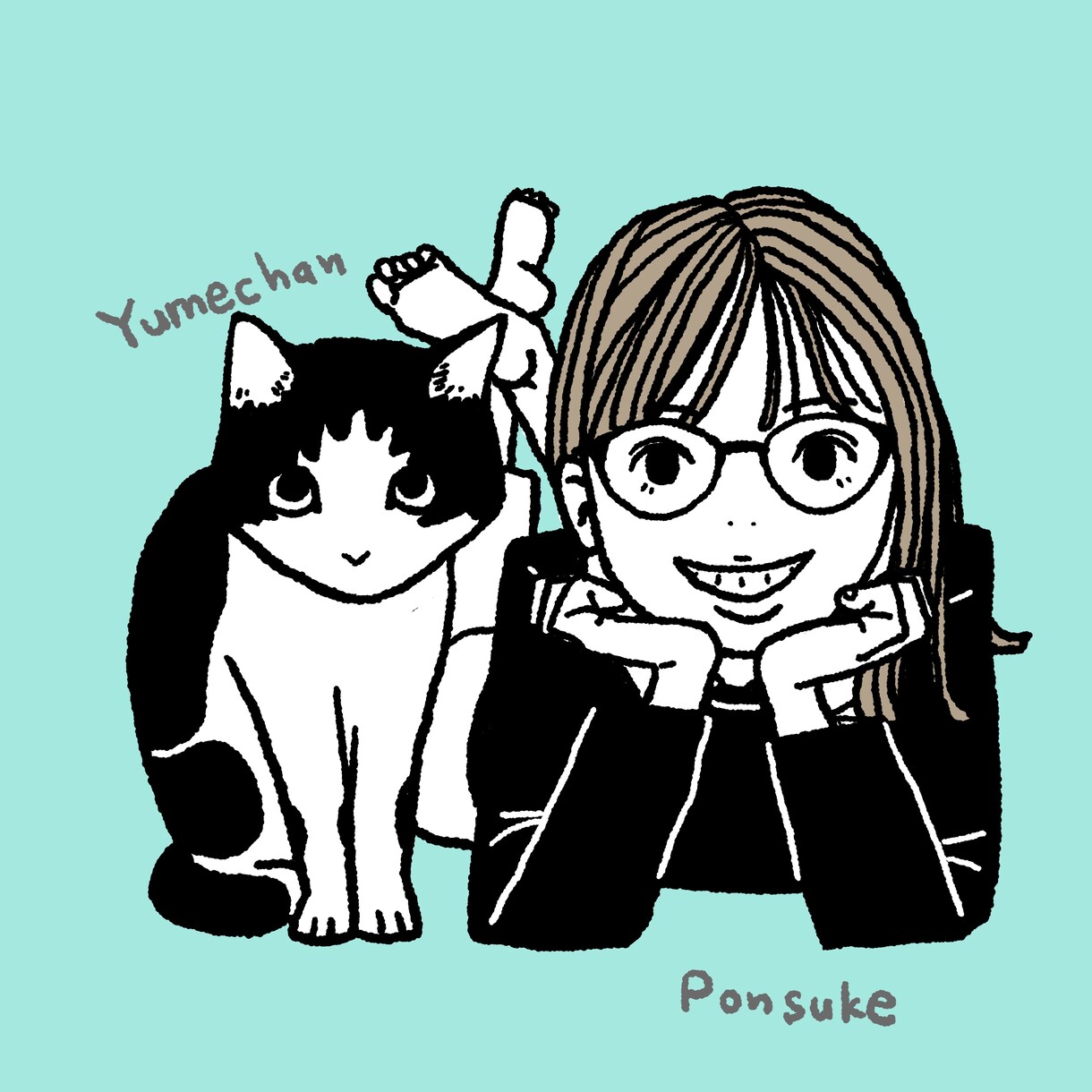 ペットやペットとご家族の似顔絵を描きます バラバラの写真から1枚の絵に！ペットと家族の集合イラスト イメージ2