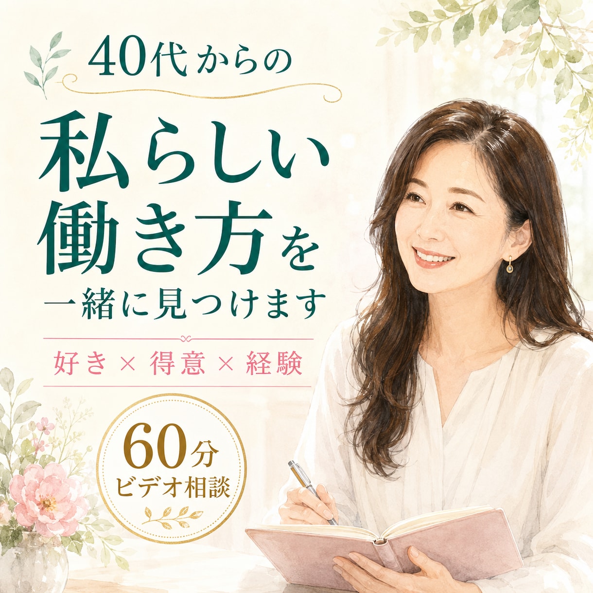 40代からの私らしい働き方を一緒に見つけますます 20年の接客・育成経験からあなたの強みを言葉にします イメージ1