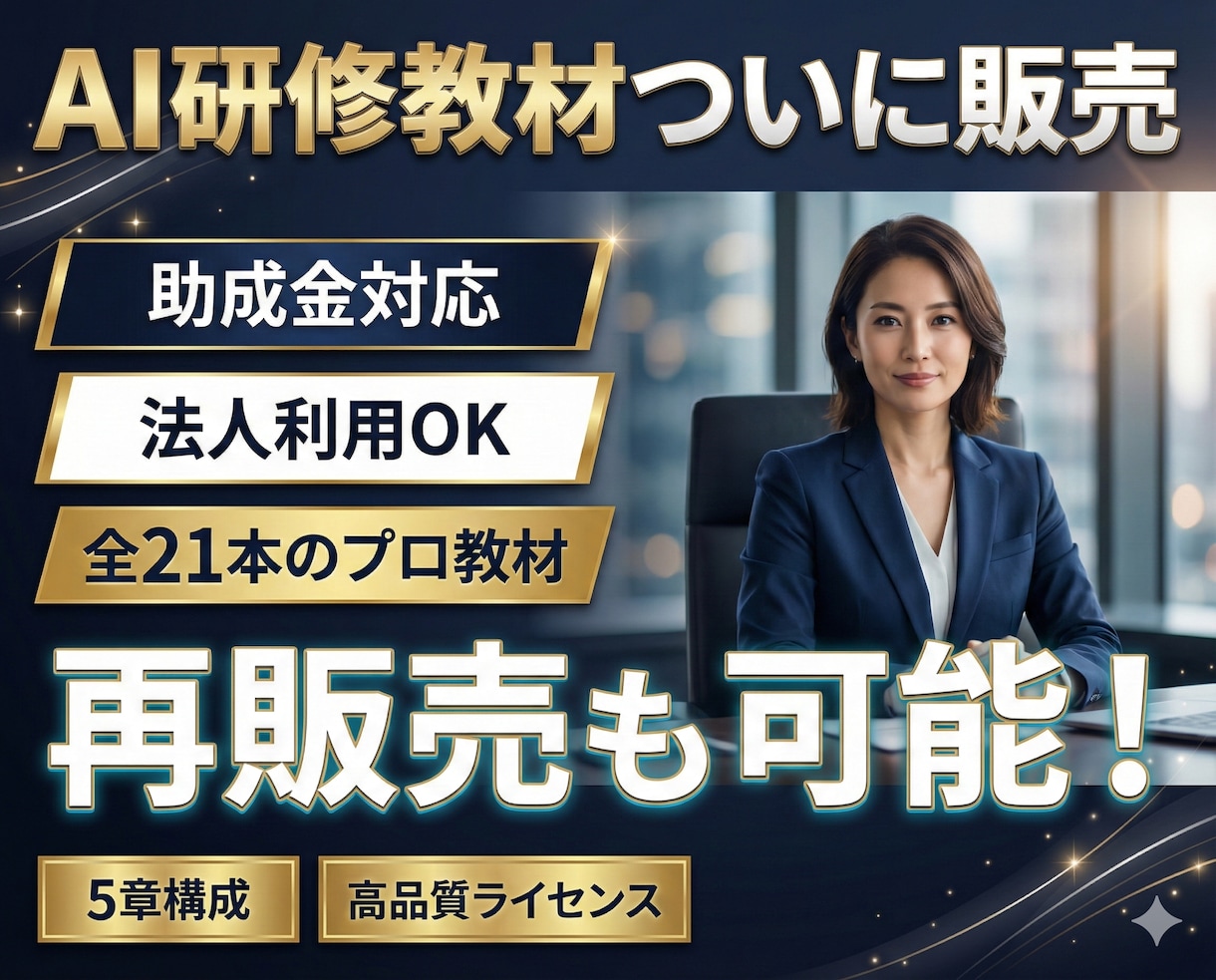 自社商品で再販売も。AI研修動画教材を販売します 自己学習、新事業・講座転用も可能な10時間のAI研修動画講座 イメージ1