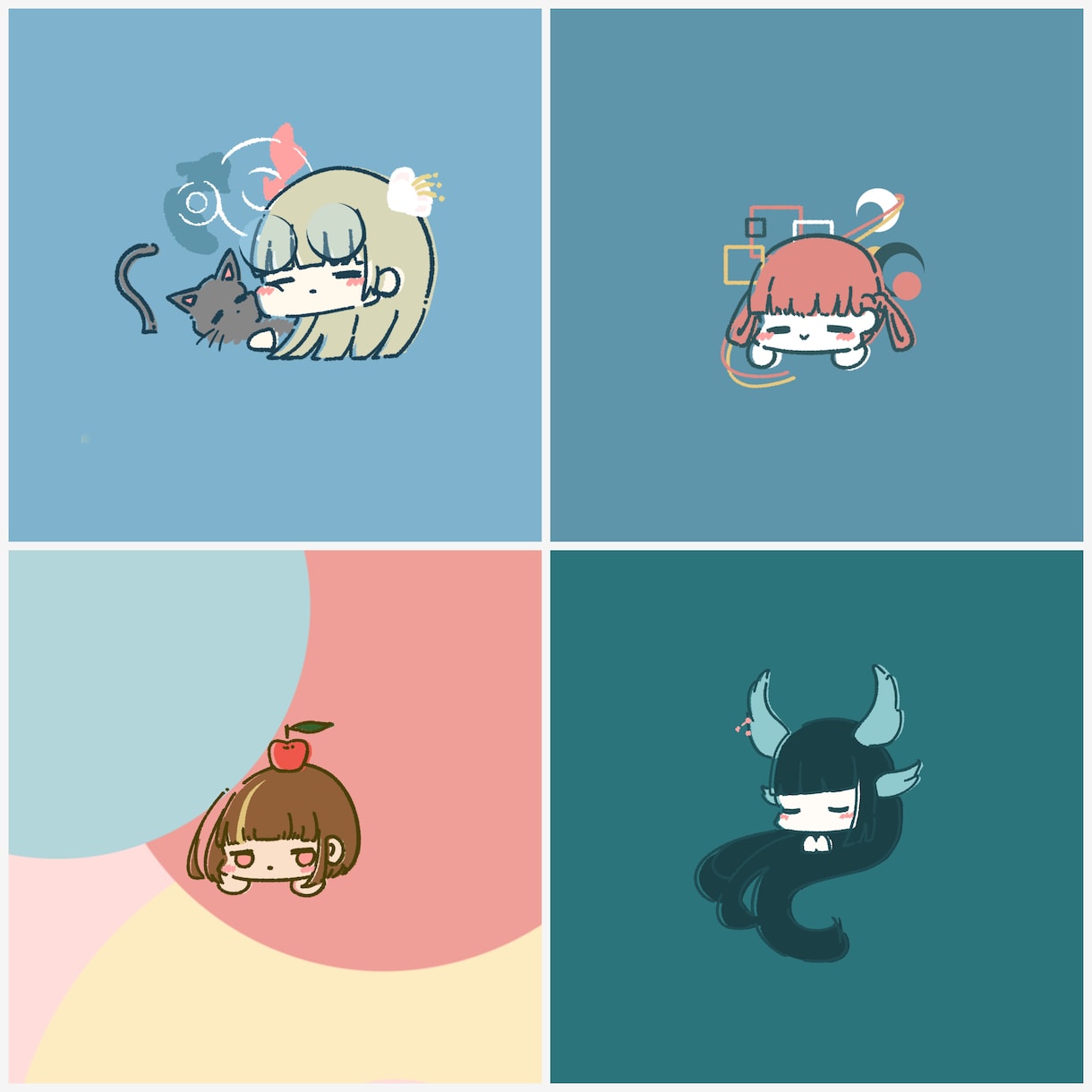 ゆるかわ風のキャラアイコン描きます やわらかい色味の手描き風アイコン イメージ2