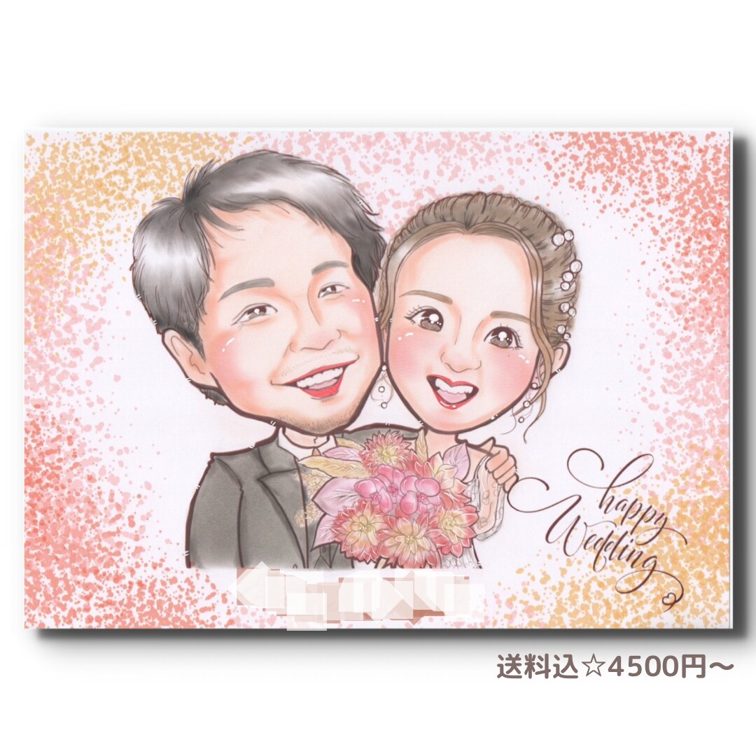 送料込☆綺麗め優しいタッチで似顔絵をお描きします 繊細で華やかな似顔絵です☆プレゼントにも選ばれています！ イメージ1