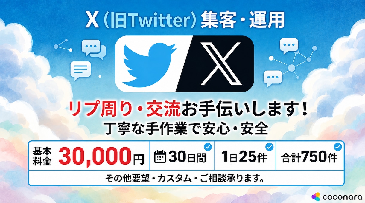 X認知拡大！手動リプ運用代行いたします ★BOT不使用！完全手動で自然に認知拡大★ イメージ1