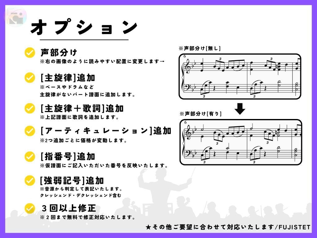 音源付き最高品質！プロが耳コピで楽譜を作成します ポップス・オーケストラまで対応！最も的確な楽譜を提供します！ イメージ8