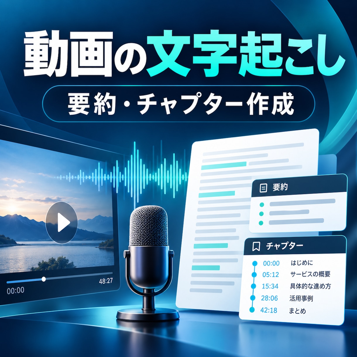 動画の文字起こし・チャプターを作成します 文字起こし・要約・タイムスタンプに対応 イメージ1