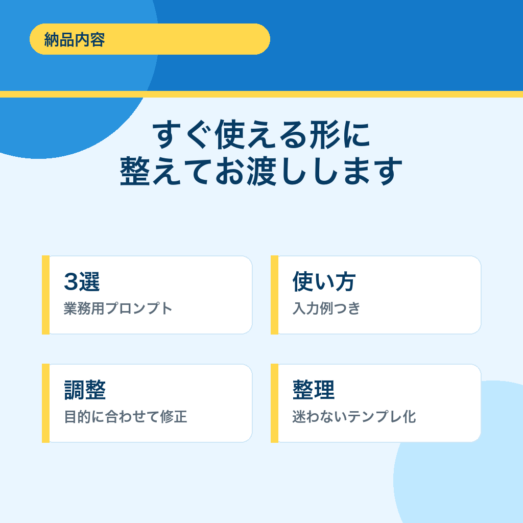 業務専用ChatGPTプロンプトを作成します 毎回の指示出しを迷わない形に整えます イメージ3