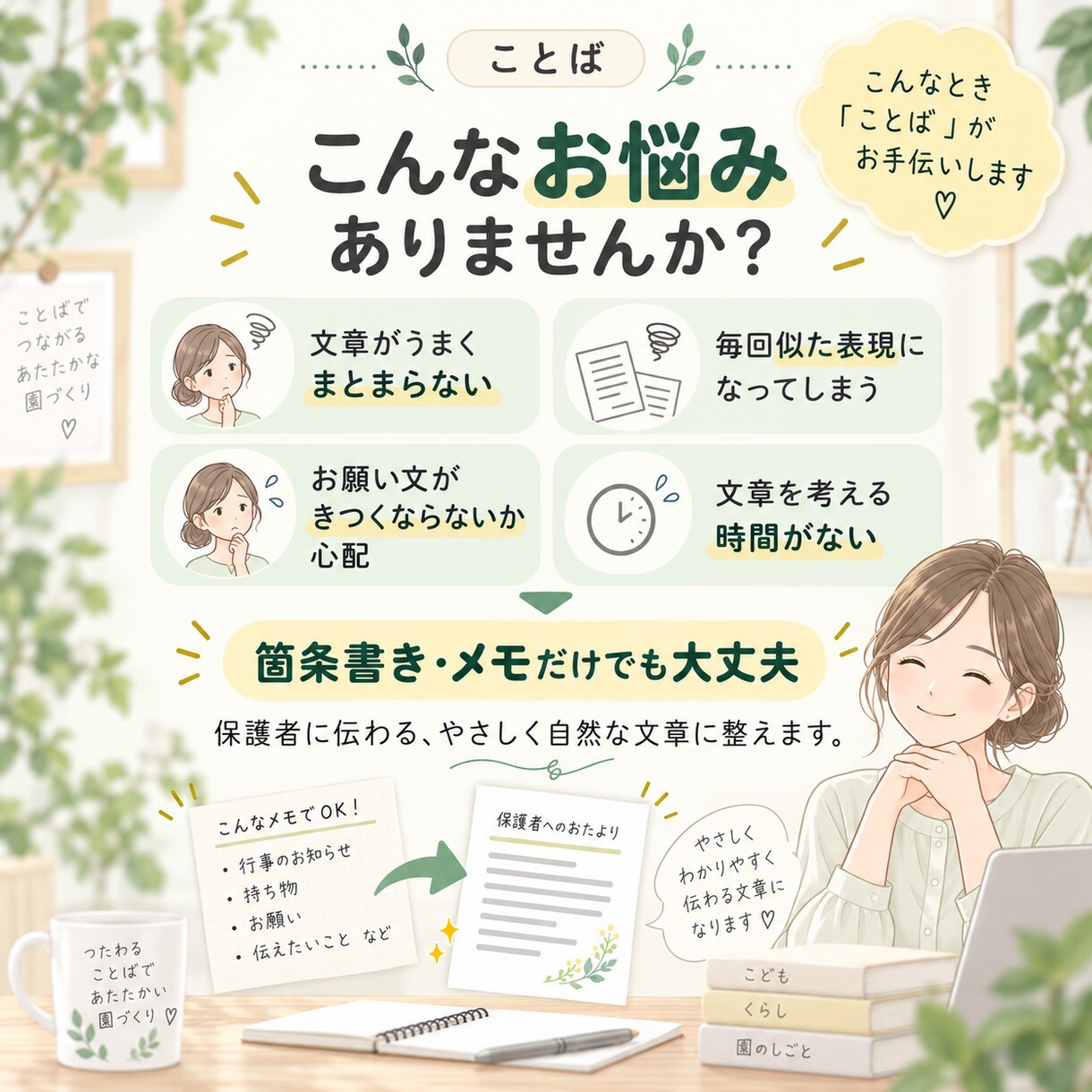 保育園・幼稚園・こども園のおたより・案内文整えます 箇条書きでもOK。保護者に伝わる文章に整えます イメージ3