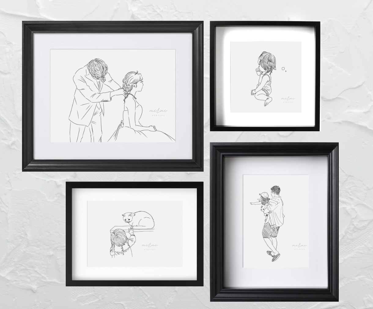 大切なお写真をやさしい線画イラストにします 愛おしい時間をやわらかな線で描きます イメージ2