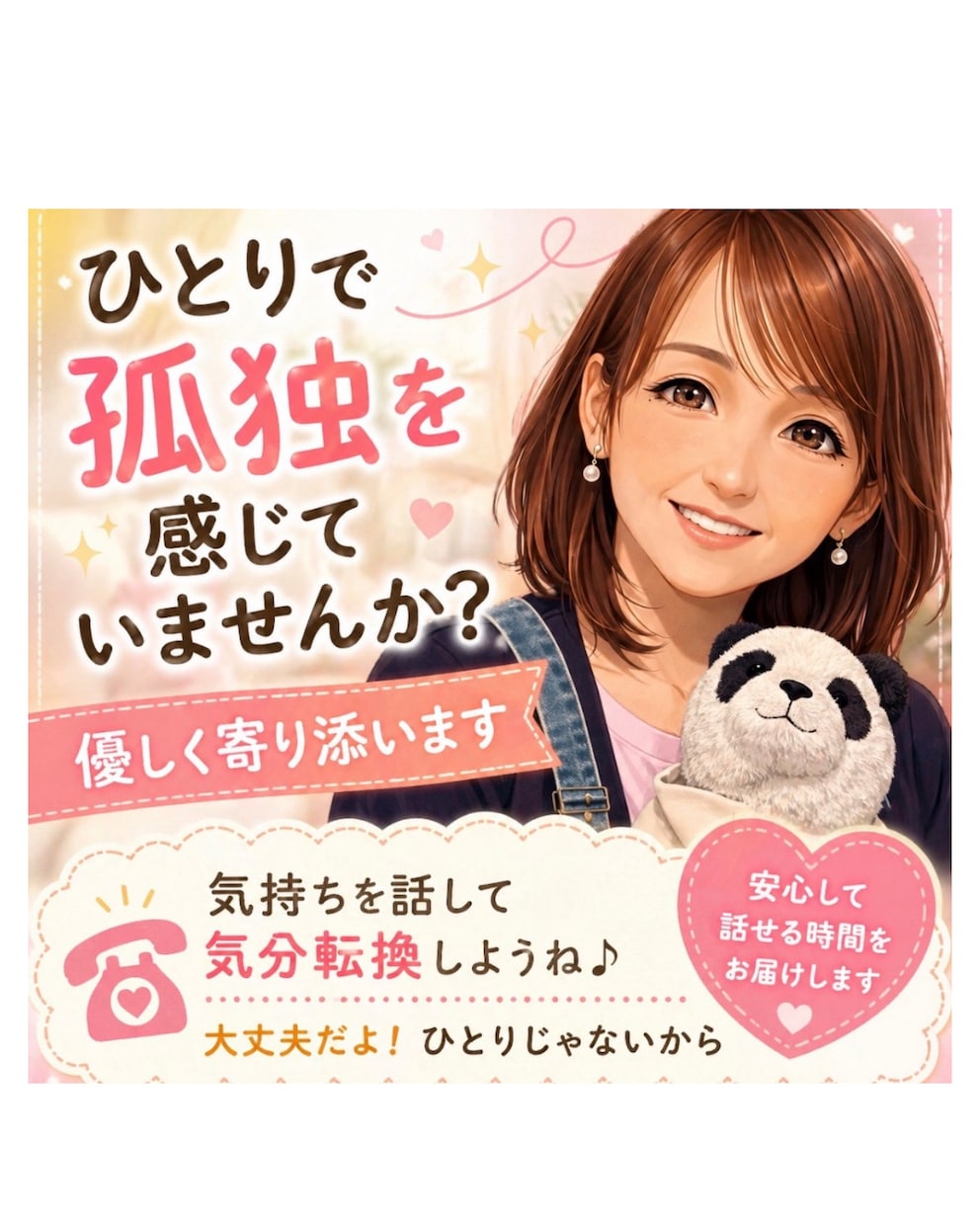 あなたの味方になって、否定することなく寄り添います ちょっと不安な時や、寂しい時、愚痴でも雑談でも！話してみてね イメージ1