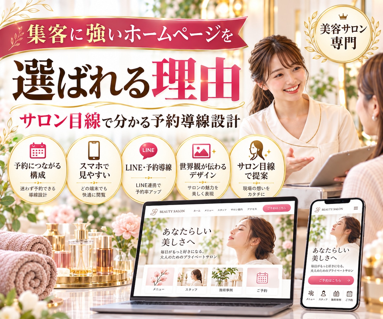 美容サロン専門のHPを制作します 予約につながるサロン向けHPを制作します イメージ2