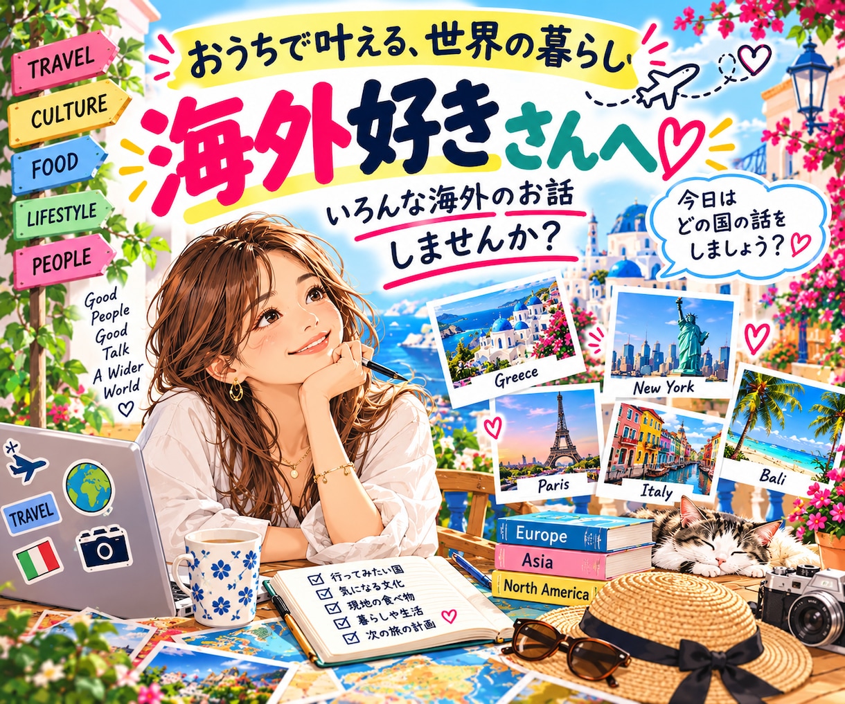 おうちde海外旅行トーク✨海外渡航経験シェアします 海外好きさんへ✈️擬似海外旅行ご希望ならミニ英会話レッスンも イメージ1