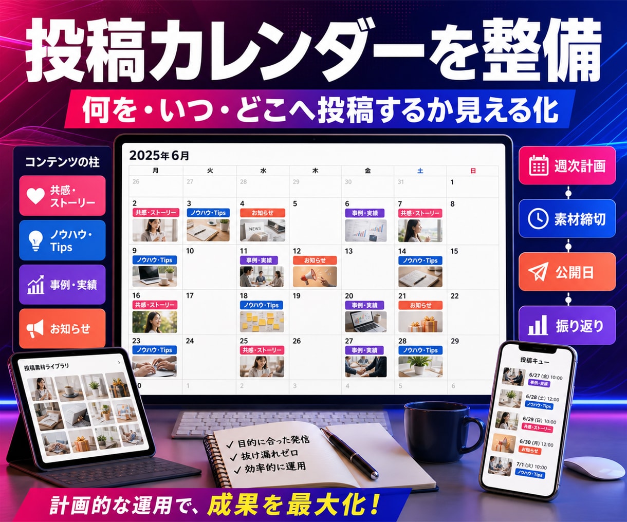 SNS運用の投稿・管理を自動化します 企画・投稿予約・分析まで効率化 イメージ4