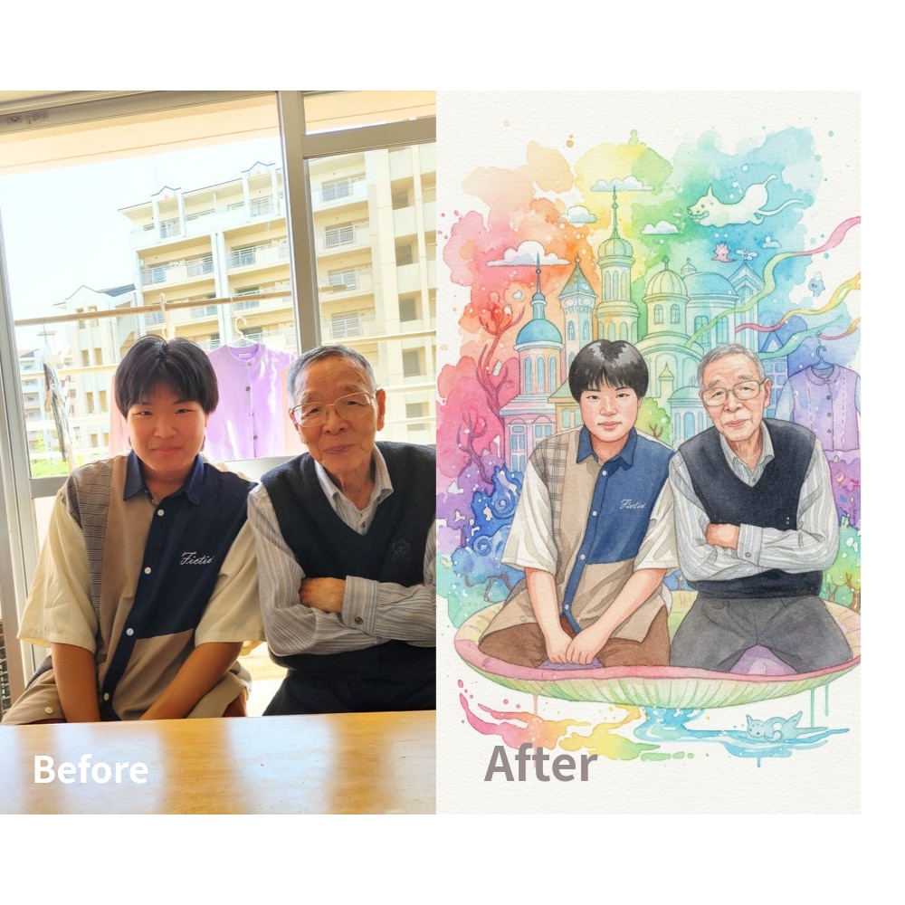 思い出の写真をAIでやさしいイラストに仕上げます 見るたびにやさしい気持ちになれる1枚に イメージ2