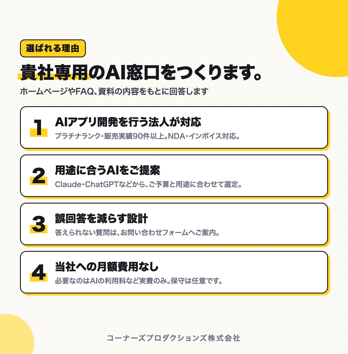 自社サイトにAIチャットボットを導入します 貴社の情報で回答｜タグ1行で設置・Claude/GPT対応 イメージ3