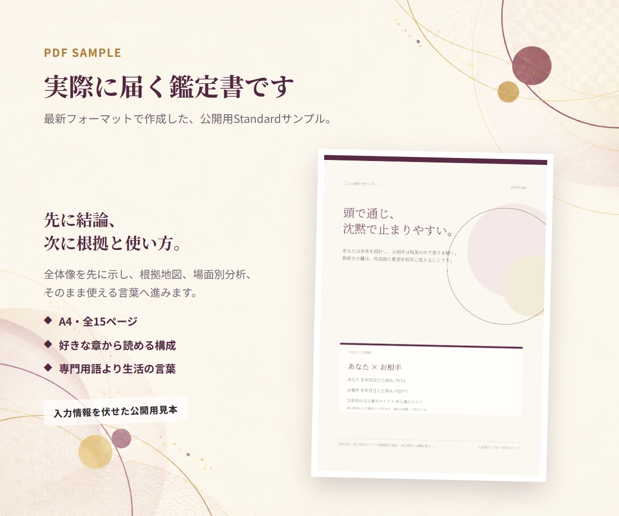 好きなのにすれ違う二人の恋愛相性を詳しく鑑定します MBTI・星・生年月日・24問を重ねる二人専用PDF イメージ2