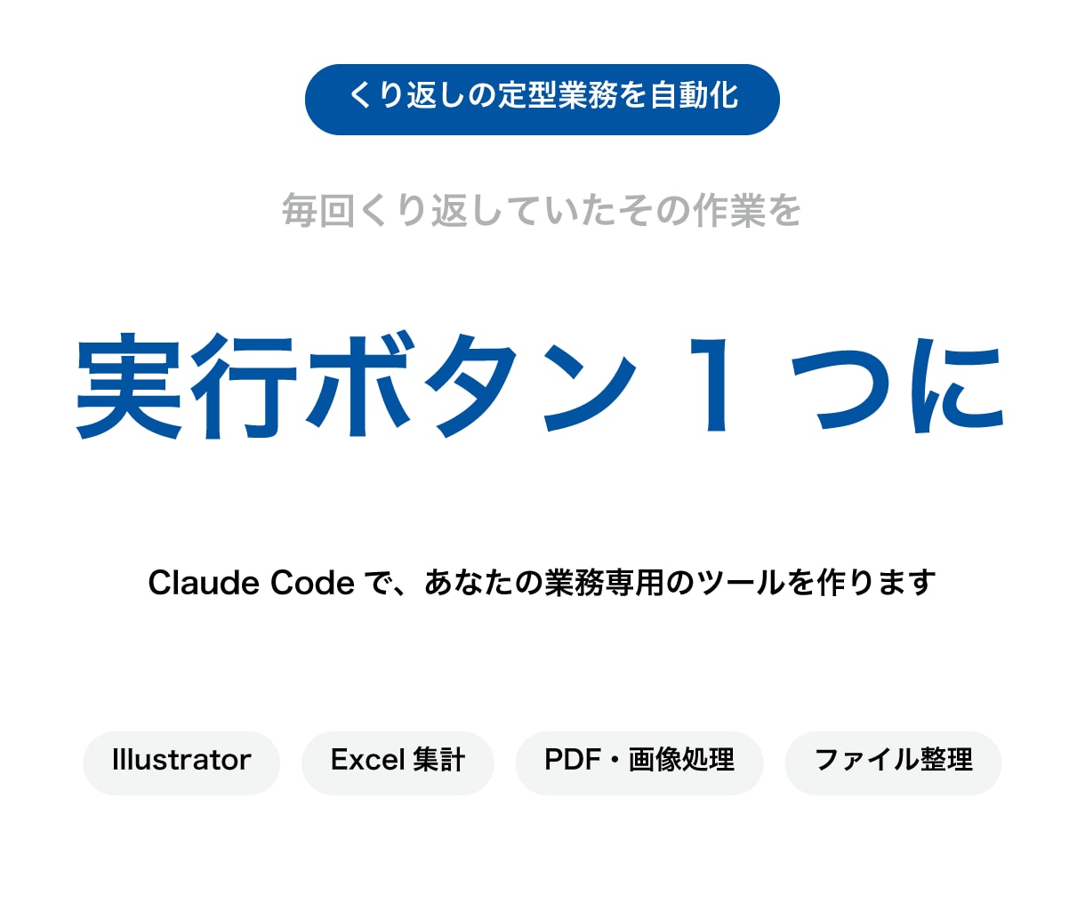 毎回くり返す手作業を自動化するツール作ります その定型業務、データを入れ替えて実行するだけにします イメージ1