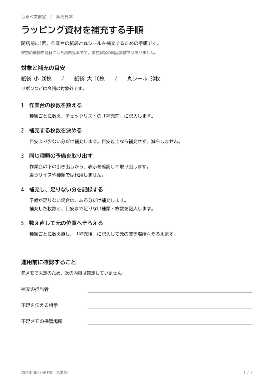 業務メモを手順書とチェックリストに整えます 箇条書きから、渡して使える2枚の業務資料へ イメージ1