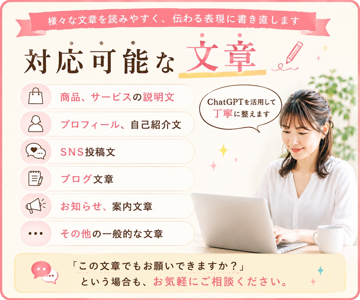 文章を読みやすく伝わる表現に書き直します わかりにくい文章を、自然で読みやすく伝わる表現に整えます イメージ2