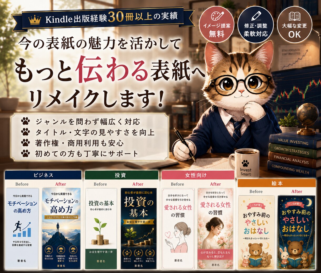 Kindle電子書籍の表紙を魅力的にリメイクします 今の表紙を、より魅力的な一冊へ。 イメージ1
