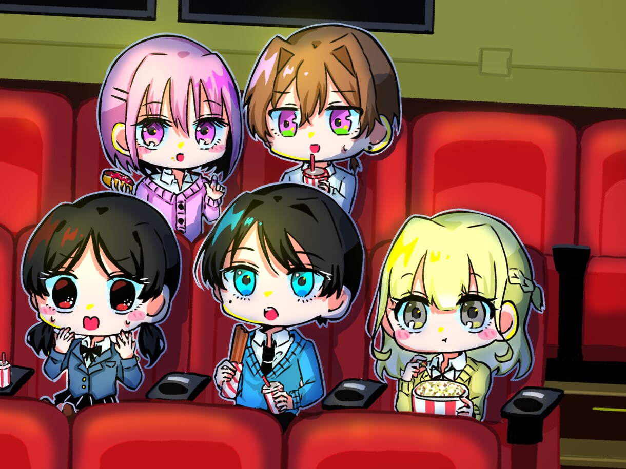 最大10人まで背景有りのミニキャラ一枚絵を描きます 生き生きとしたキャラクター達を描きます！ イメージ5