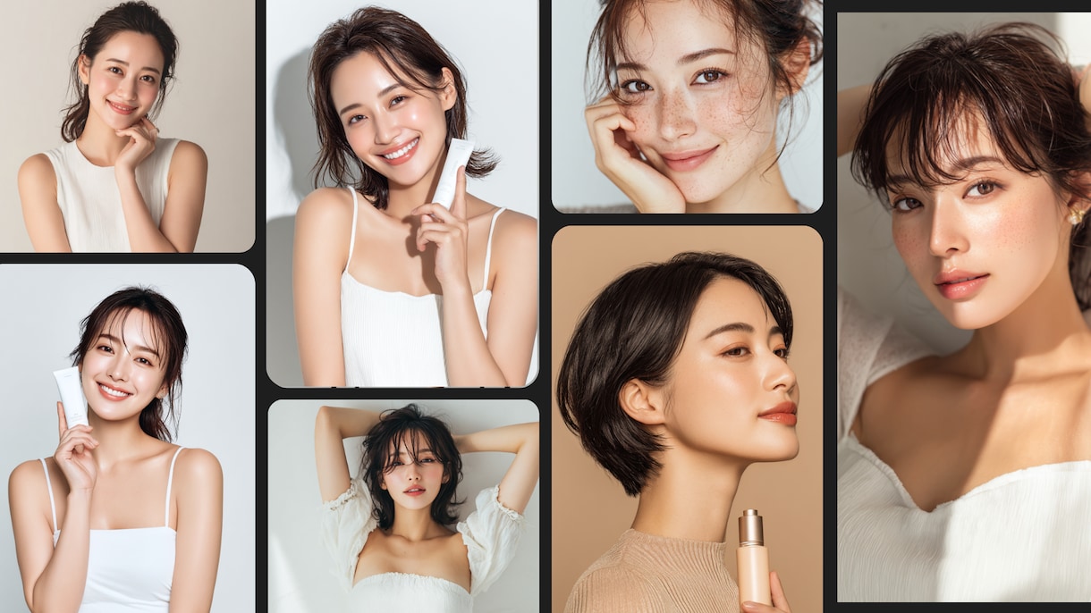 広告やSNSで使えるAI美女画像5枚生成します 自然な肌感×モデル風ビジュアル！コスメの広告バナーにも◎ イメージ1