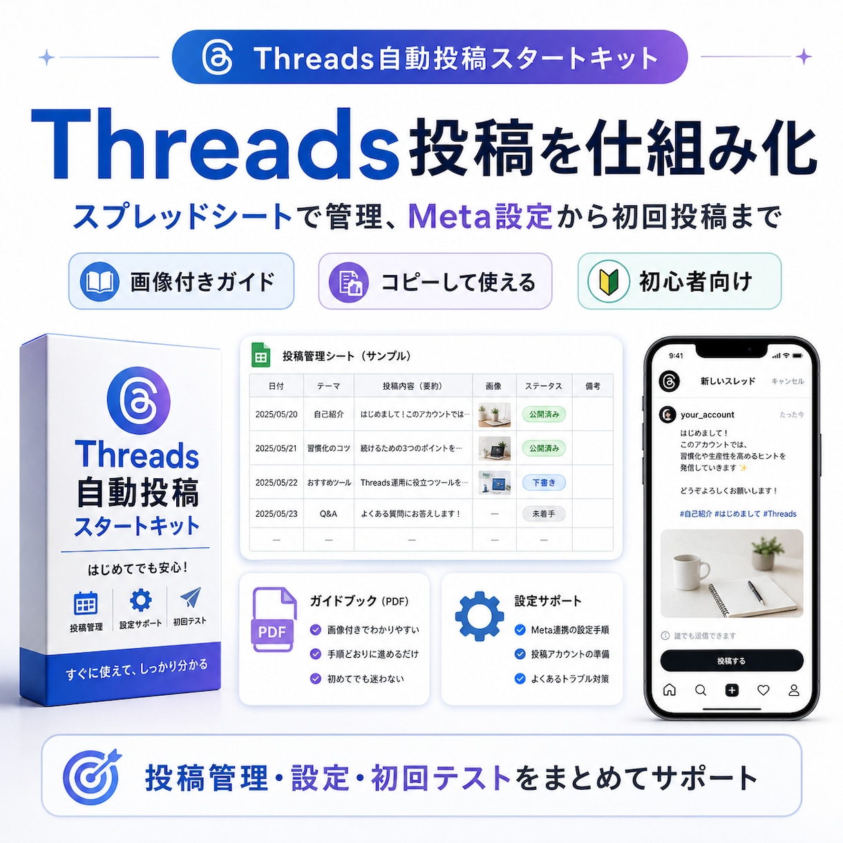 Threads自動投稿をサポートします 続かないThreads投稿を仕組み化 イメージ4