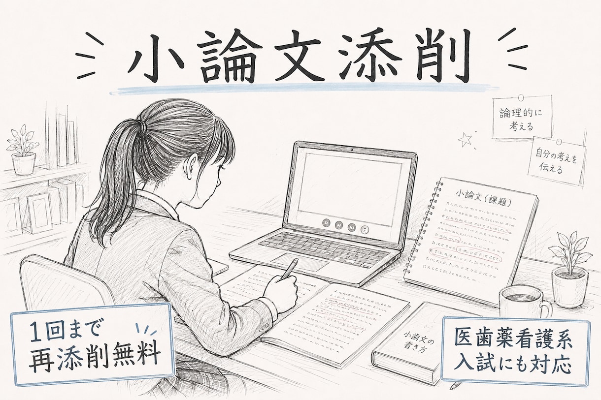 大学受験や進学に向けて小論文の添削指導をします 10年以上受験指導に携わったプロが合格や目標に向けてサポート イメージ1