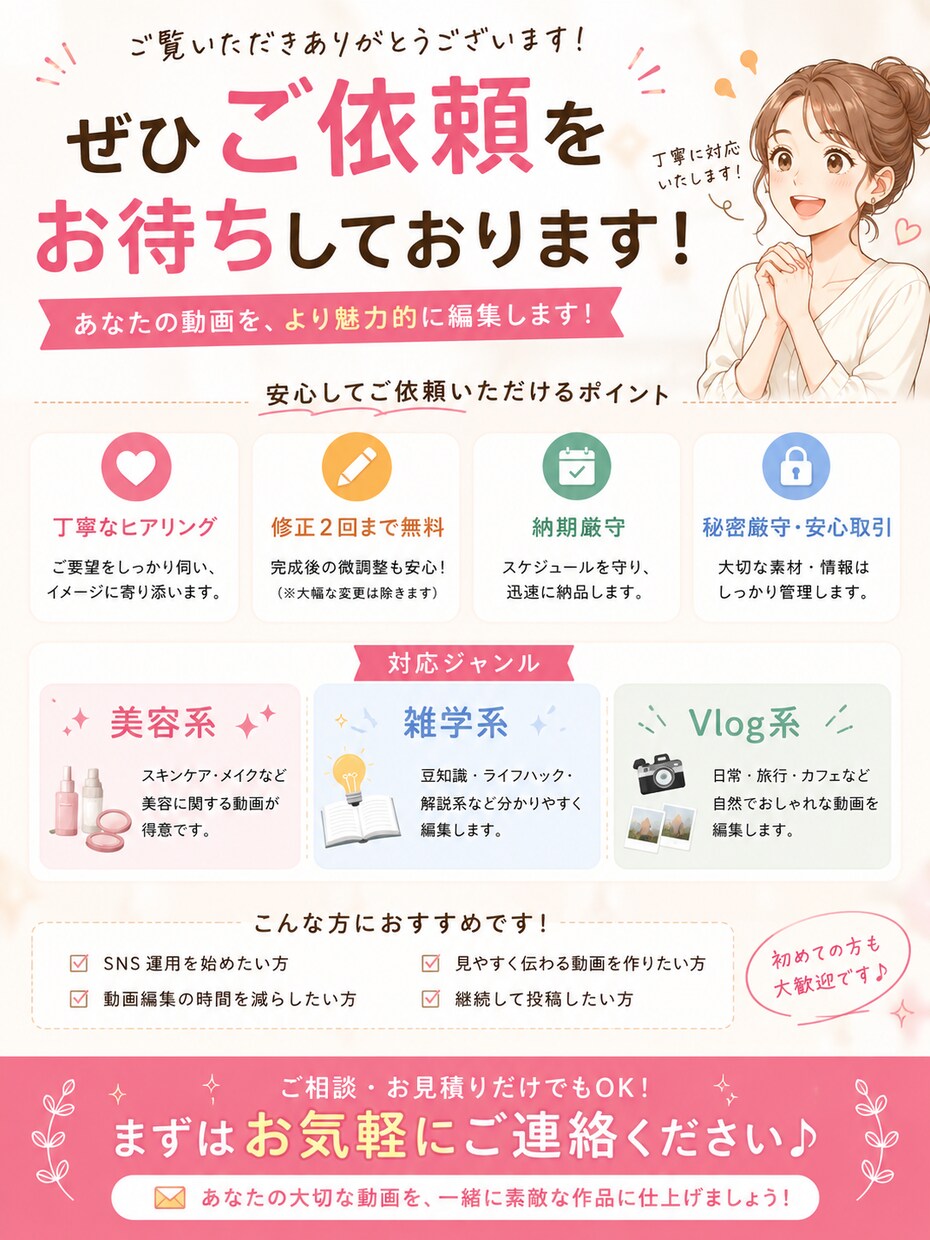 ショート動画編集を丁寧に対応します ショート動画3本4000円！お気軽にご相談ください。 イメージ3