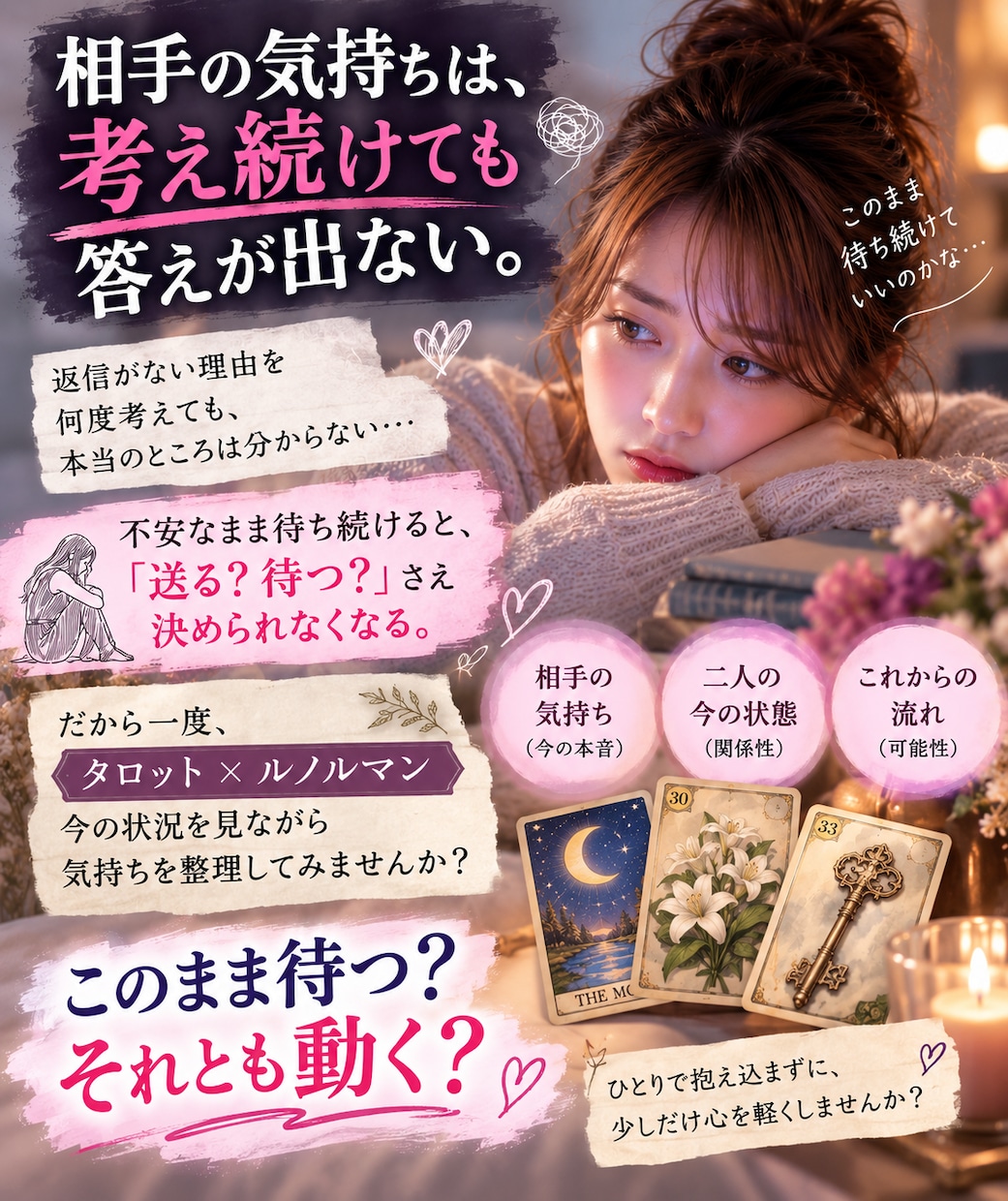 返信が遅いあの人の気持ちと次の一歩を占います 既読・未読・連絡が減った恋。一人で考えすぎてしまうあなたへ イメージ3