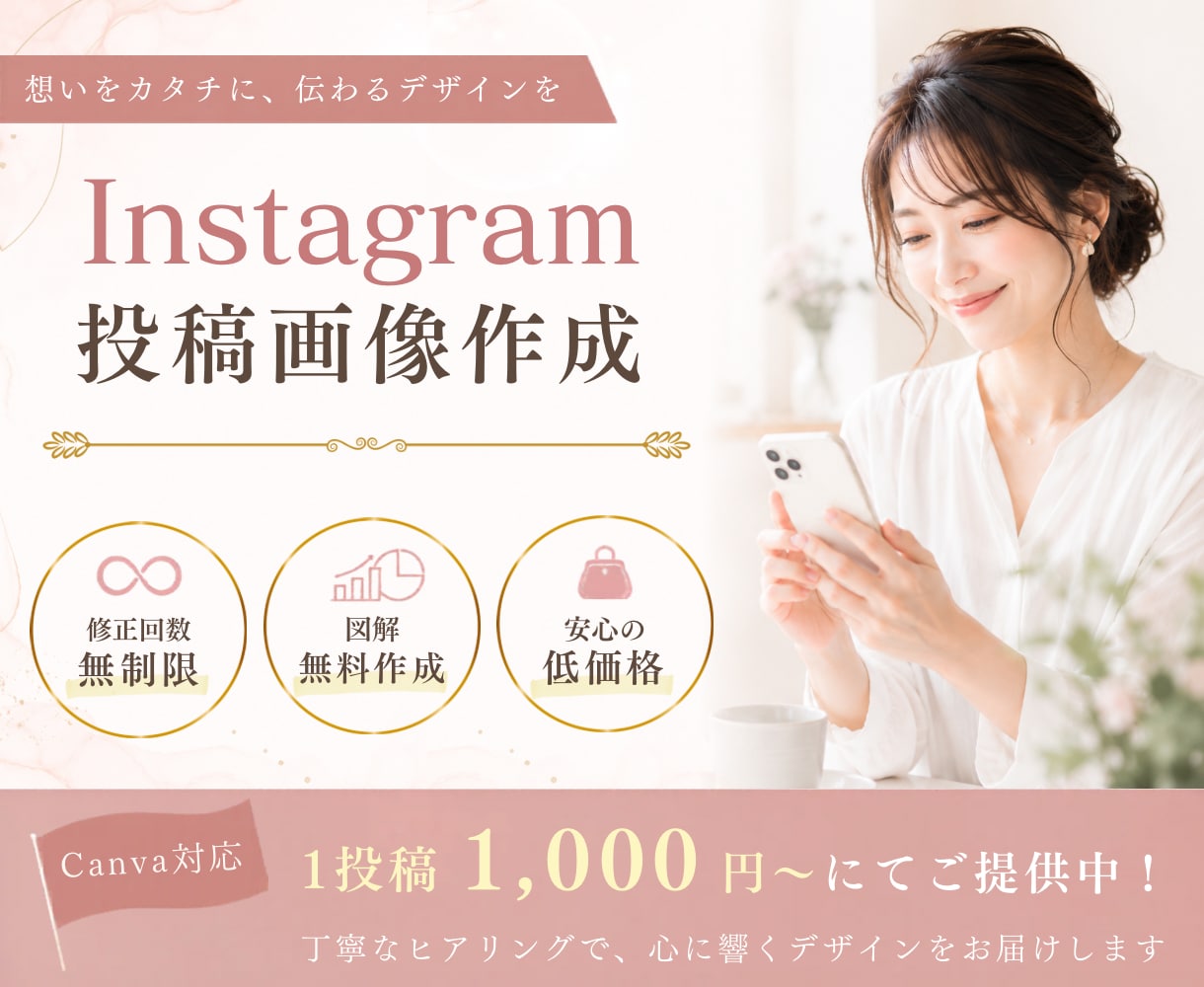 あなたの世界観で、インスタ投稿お作りします 安心お手頃価格で忙しいあなたをサポートします！ イメージ1