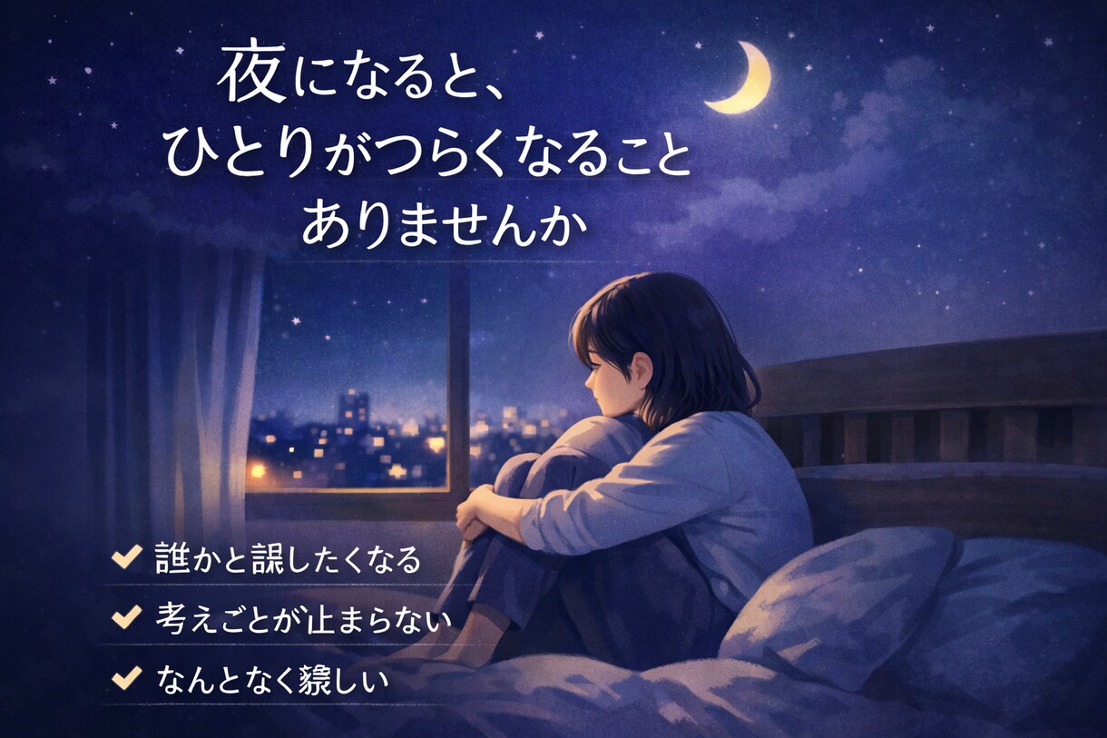 夜の孤独にそっと寄り添います 眠れない夜に安心できる声をお届けします イメージ1