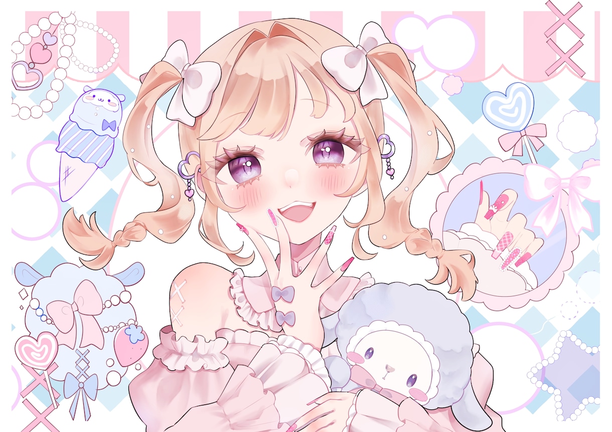 商用可◎ガーリーでかわいいイラストをお描きします アイコンや記念イラスト等！VTuber様・活動者様大歓迎です イメージ9