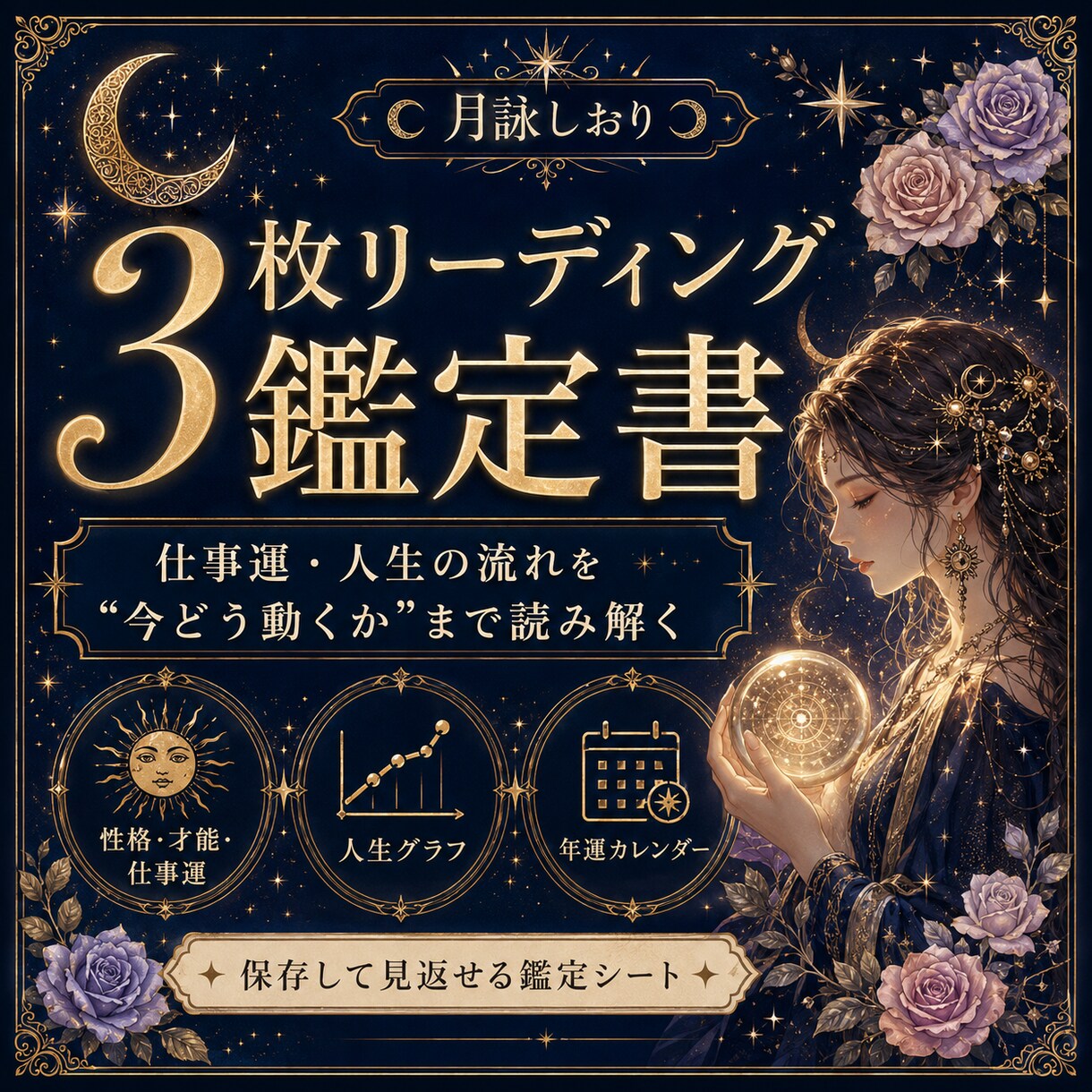 仕事運・人生の流れを3枚の鑑定シートで読み解きます 【初回5名限定価格】仕事運を行動指針に変える鑑定 イメージ1